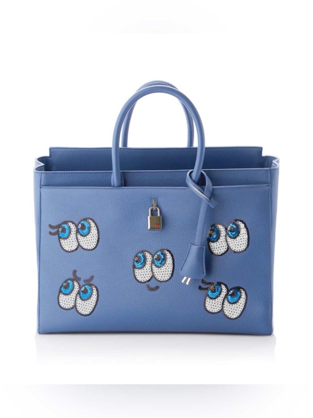 Authentic Playnomore Shy Family K-pop Large Tote Bag Handbag Blue with Eyes